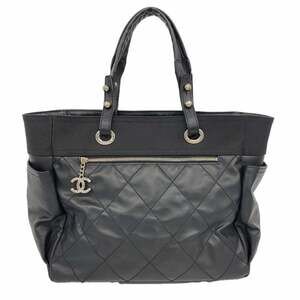 CHANEL Black Canvas Tote Bag